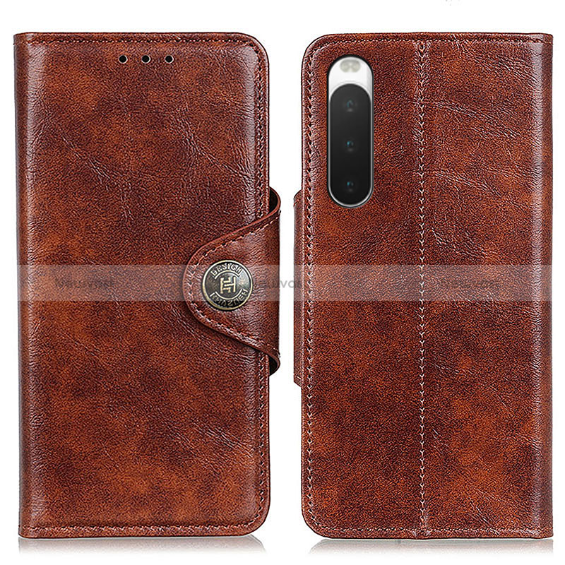 Leather Case Stands Flip Cover Holder M12L for Sony Xperia 10 IV SOG07 Brown