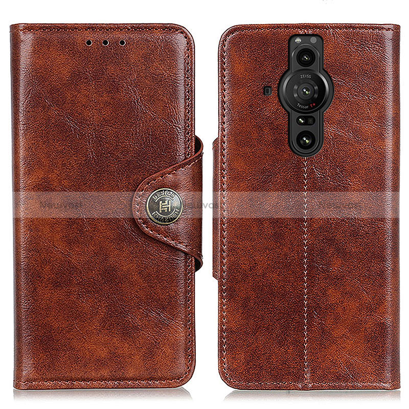 Leather Case Stands Flip Cover Holder M12L for Sony Xperia PRO-I Brown