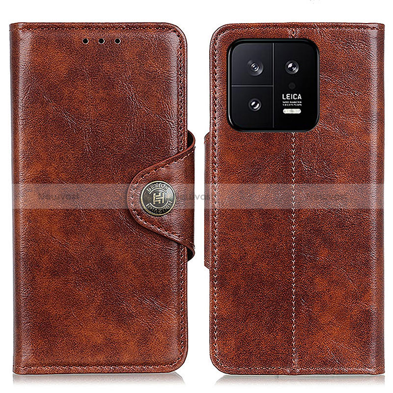 Leather Case Stands Flip Cover Holder M12L for Xiaomi Mi 13 5G Brown