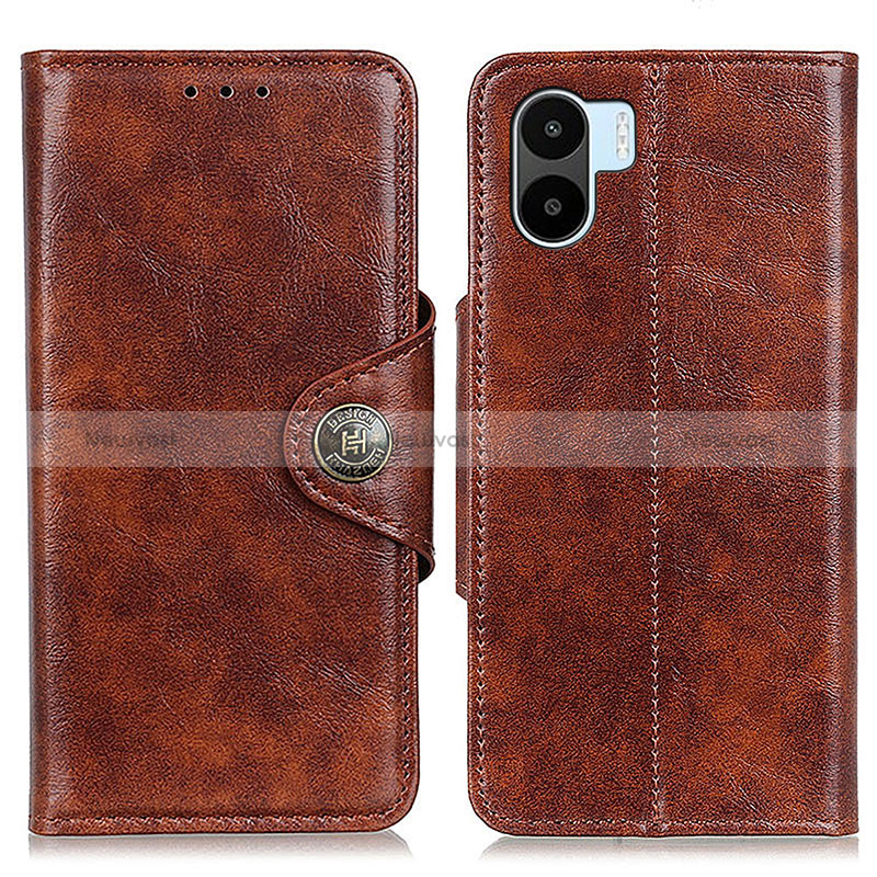 Leather Case Stands Flip Cover Holder M12L for Xiaomi Poco C51 Brown