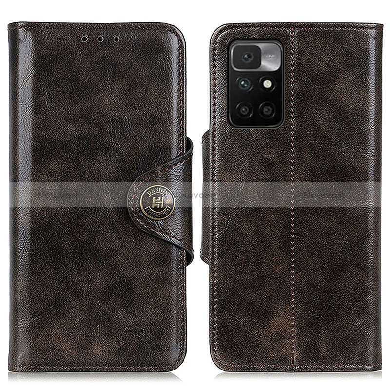 Leather Case Stands Flip Cover Holder M12L for Xiaomi Redmi 10 4G Bronze