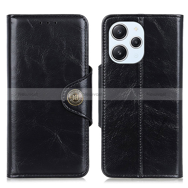 Leather Case Stands Flip Cover Holder M12L for Xiaomi Redmi 12 4G Black