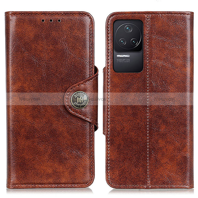 Leather Case Stands Flip Cover Holder M12L for Xiaomi Redmi K50 5G Brown