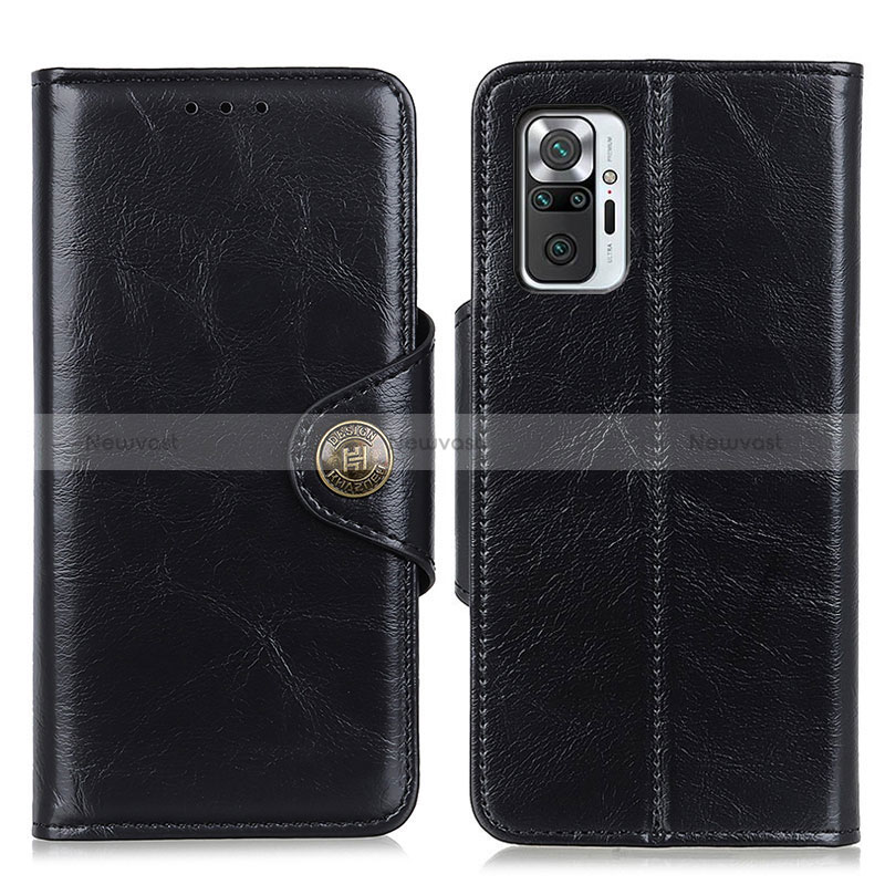 Leather Case Stands Flip Cover Holder M12L for Xiaomi Redmi Note 10 Pro 4G Black