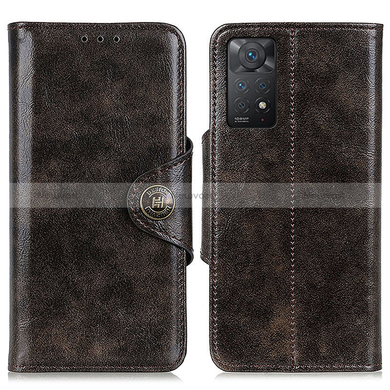 Leather Case Stands Flip Cover Holder M12L for Xiaomi Redmi Note 11 Pro 5G Bronze