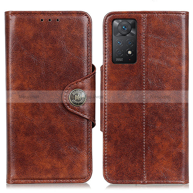 Leather Case Stands Flip Cover Holder M12L for Xiaomi Redmi Note 11 Pro 5G Brown