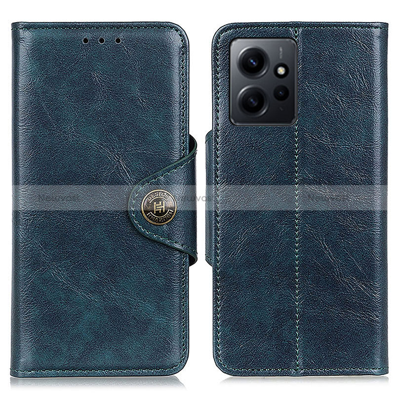 Leather Case Stands Flip Cover Holder M12L for Xiaomi Redmi Note 12 4G Blue