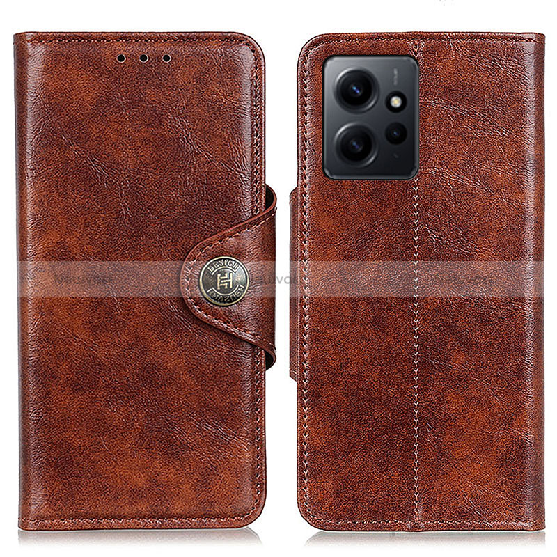 Leather Case Stands Flip Cover Holder M12L for Xiaomi Redmi Note 12 4G Brown