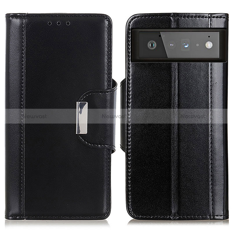 Leather Case Stands Flip Cover Holder M13L for Google Pixel 6 5G Black