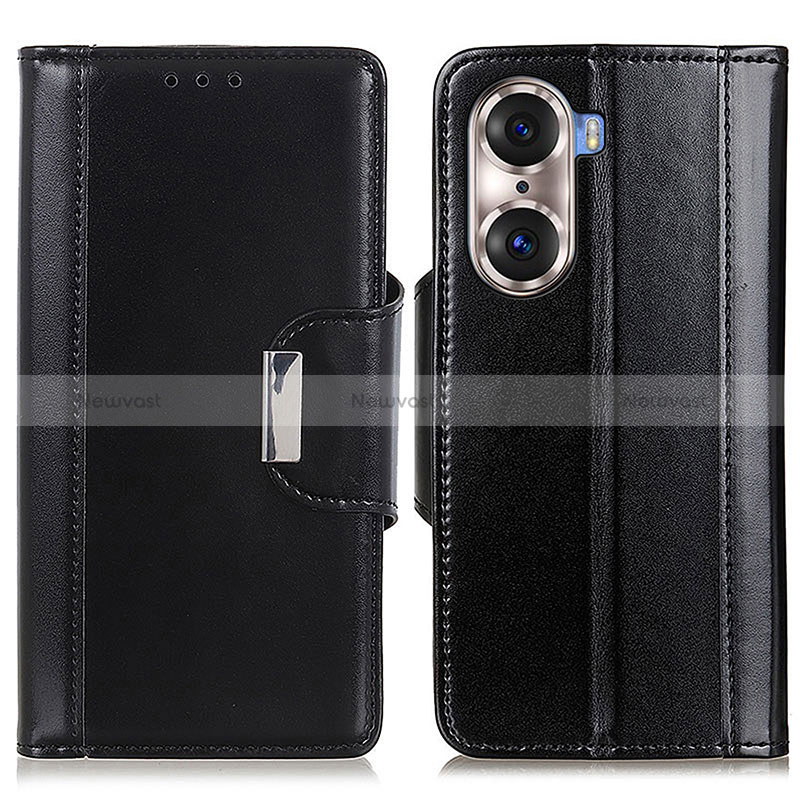 Leather Case Stands Flip Cover Holder M13L for Huawei Honor 60 Pro 5G Black