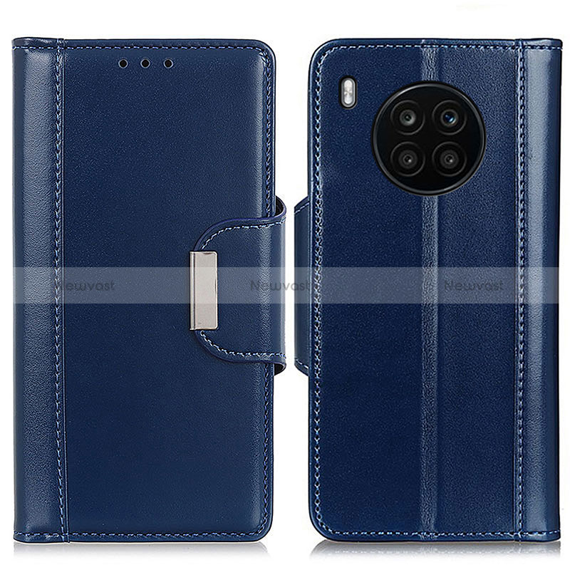 Leather Case Stands Flip Cover Holder M13L for Huawei Nova 8i Blue