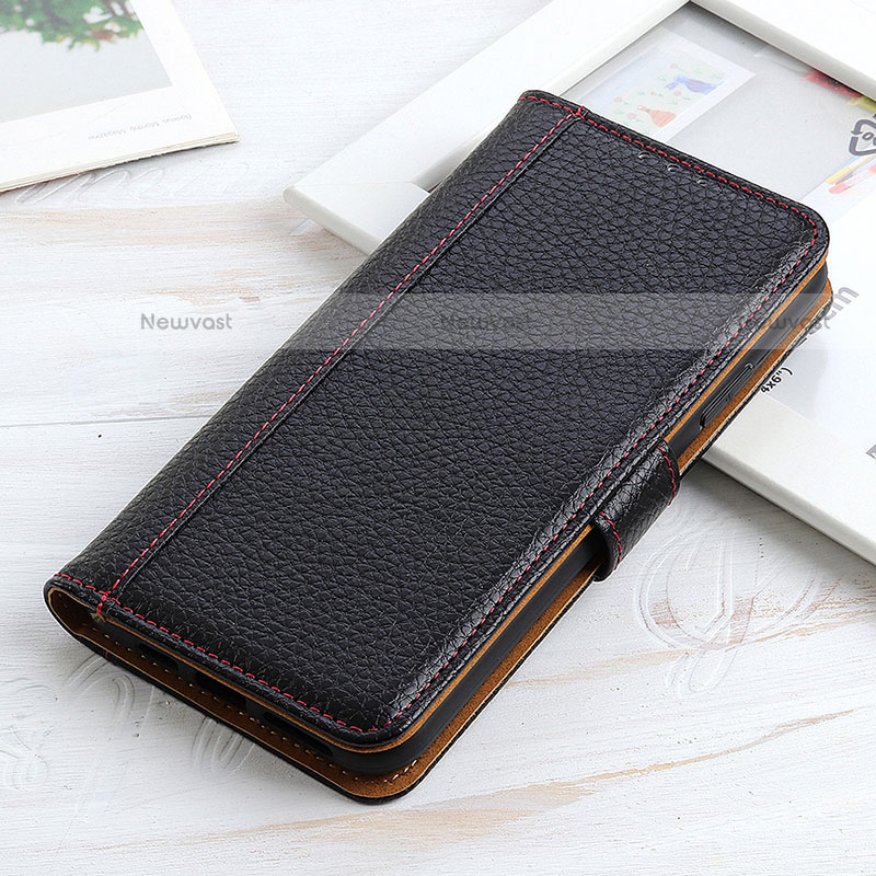 Leather Case Stands Flip Cover Holder M13L for Motorola Moto G Play (2023) Black