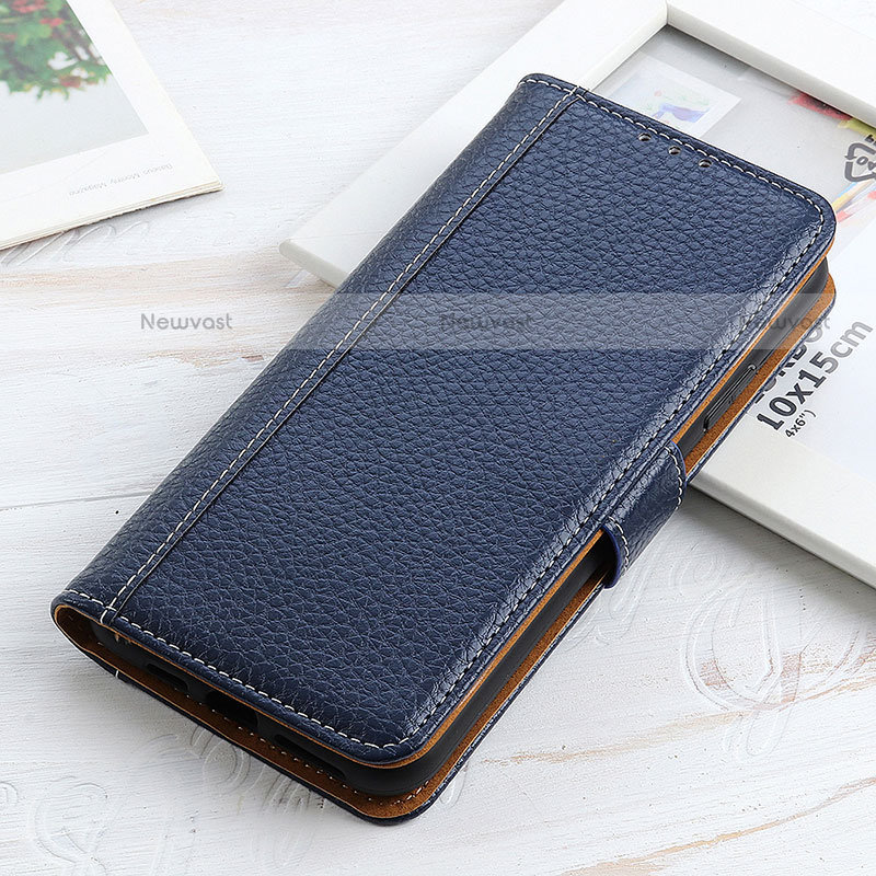 Leather Case Stands Flip Cover Holder M13L for Motorola Moto G Play (2023) Blue