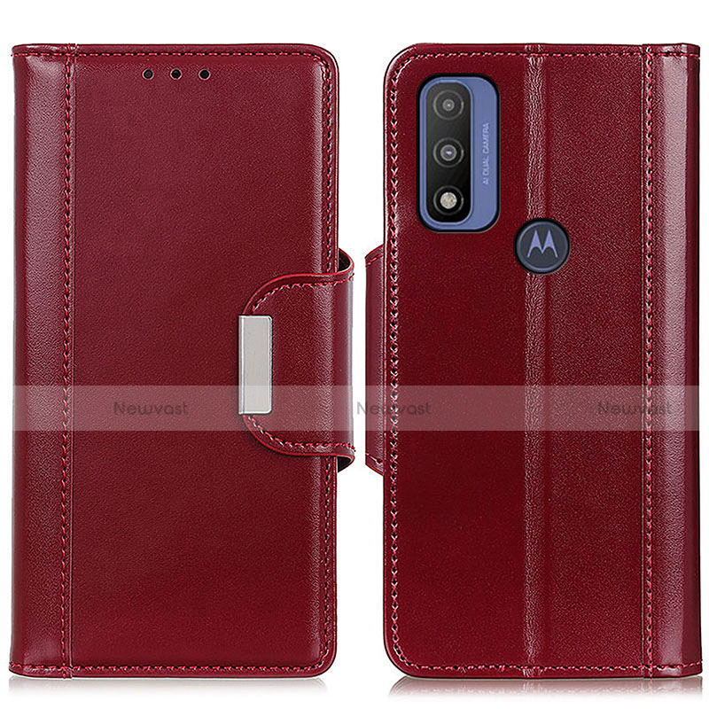 Leather Case Stands Flip Cover Holder M13L for Motorola Moto G Pure Red