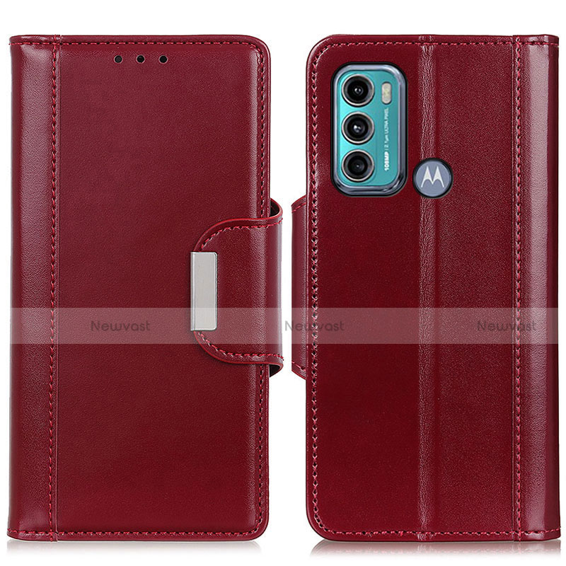 Leather Case Stands Flip Cover Holder M13L for Motorola Moto G40 Fusion Red