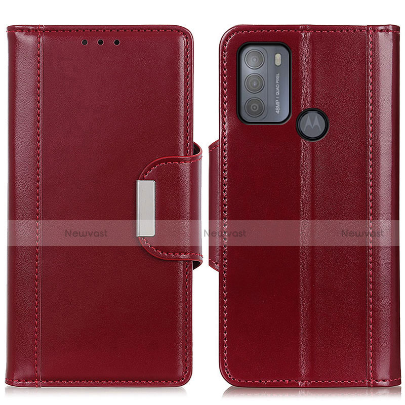 Leather Case Stands Flip Cover Holder M13L for Motorola Moto G50 Red