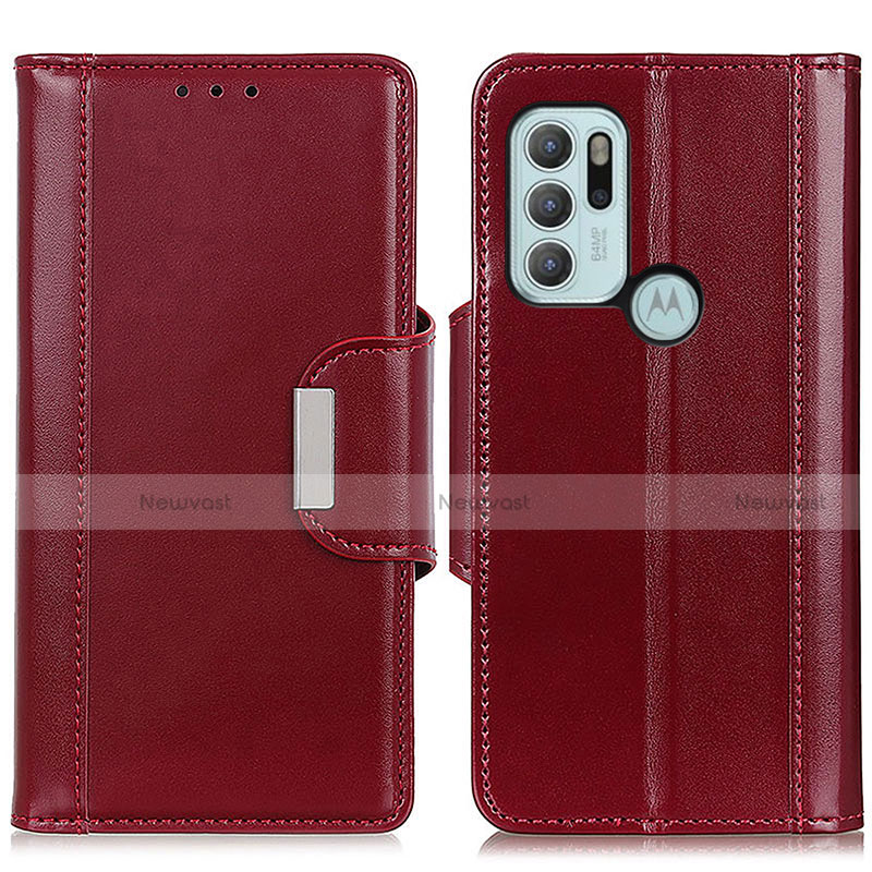 Leather Case Stands Flip Cover Holder M13L for Motorola Moto G60s Red