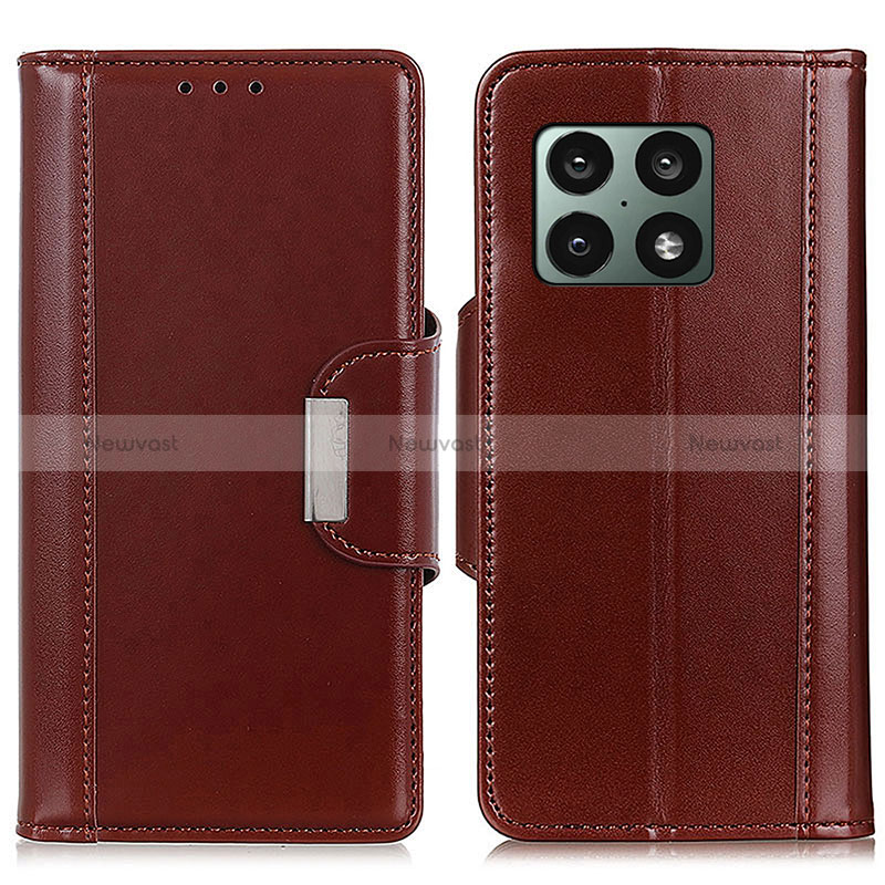 Leather Case Stands Flip Cover Holder M13L for OnePlus 10 Pro 5G Brown