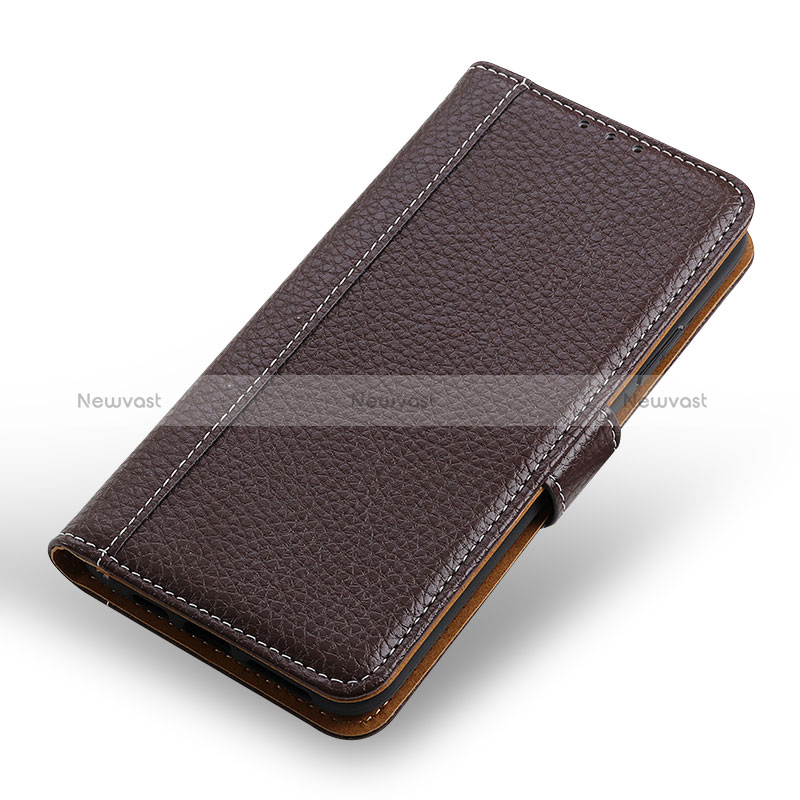 Leather Case Stands Flip Cover Holder M13L for OnePlus 9 Pro 5G Brown