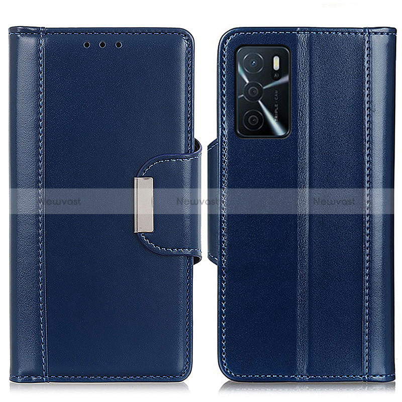 Leather Case Stands Flip Cover Holder M13L for Oppo A16s Blue