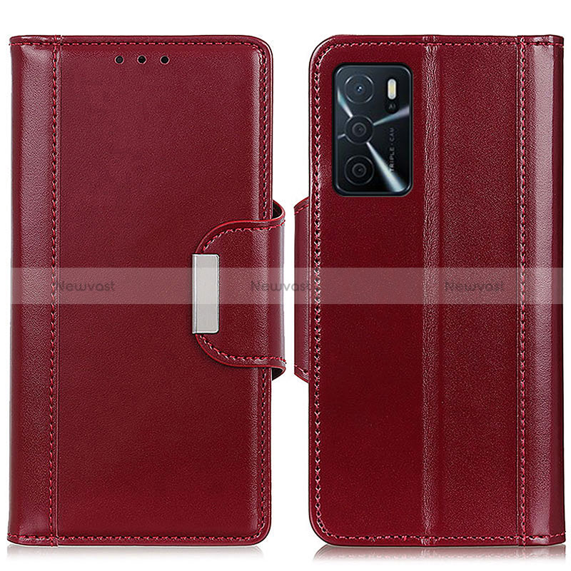 Leather Case Stands Flip Cover Holder M13L for Oppo A16s Red