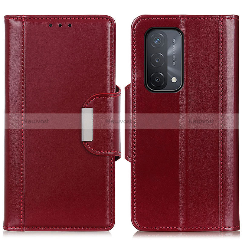 Leather Case Stands Flip Cover Holder M13L for Oppo A54 5G Red