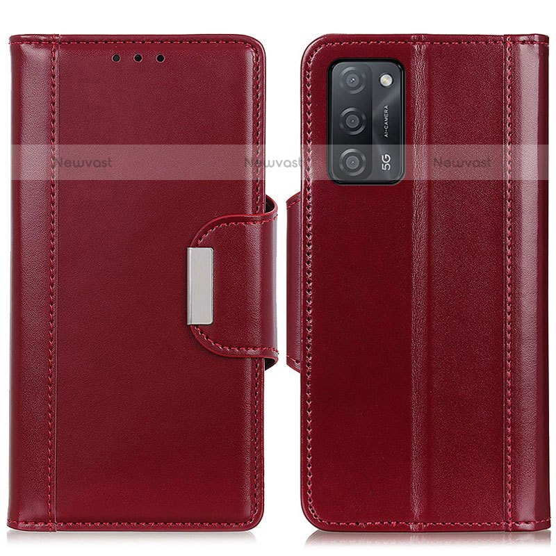 Leather Case Stands Flip Cover Holder M13L for Oppo A55 5G Red