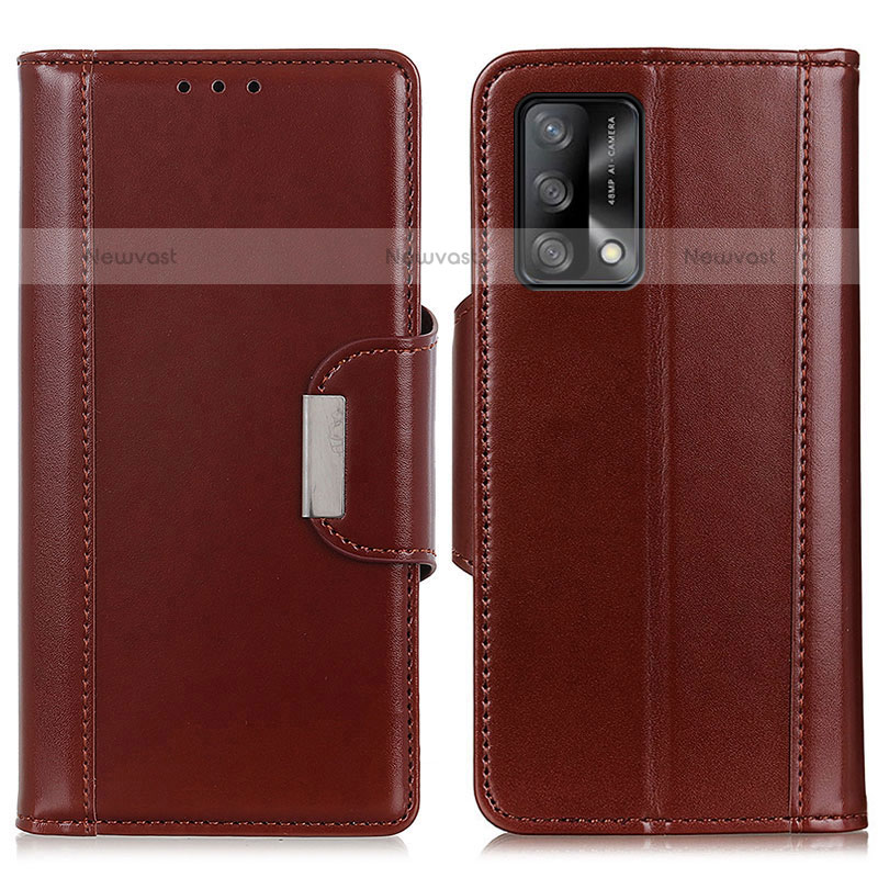 Leather Case Stands Flip Cover Holder M13L for Oppo A74 4G Brown