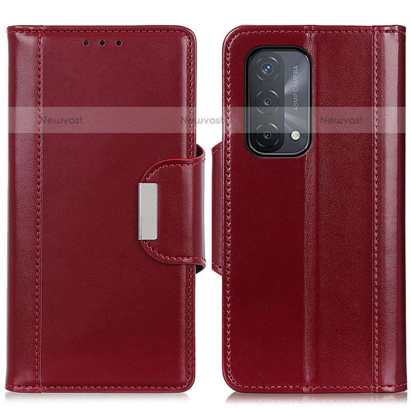 Leather Case Stands Flip Cover Holder M13L for Oppo A93 5G Red