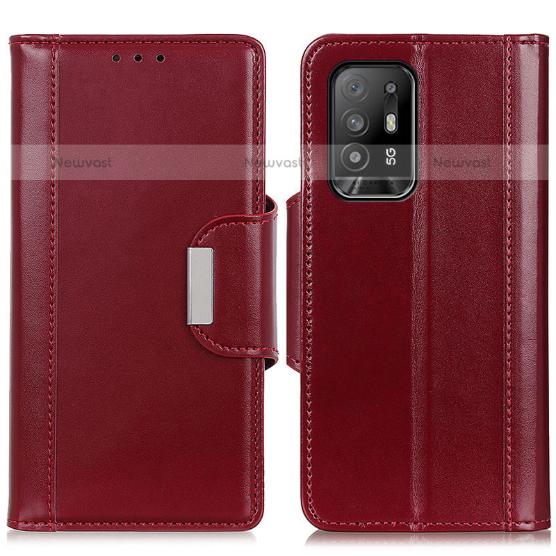 Leather Case Stands Flip Cover Holder M13L for Oppo A94 5G Red