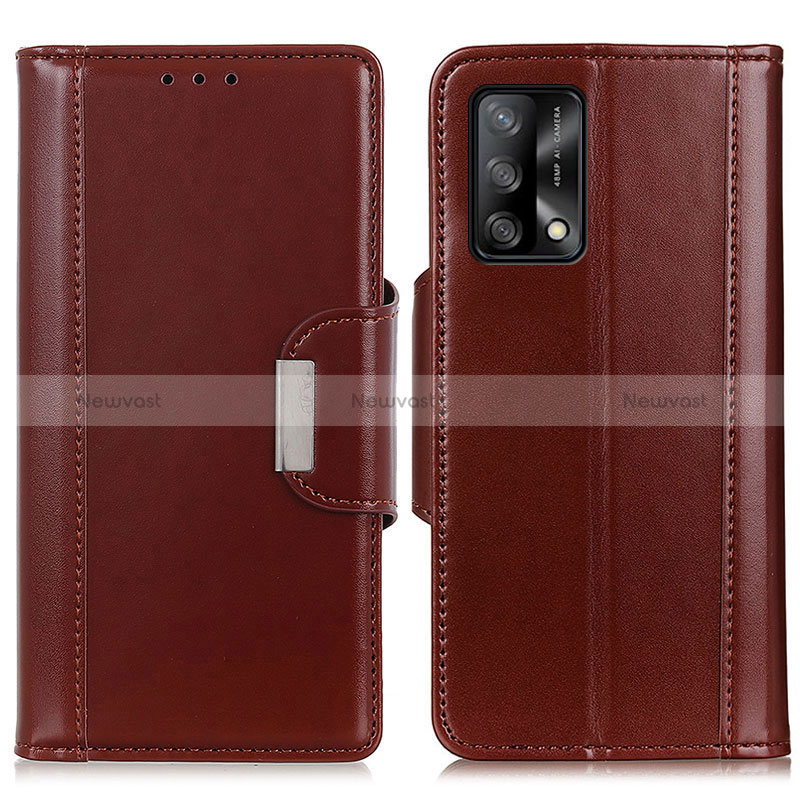 Leather Case Stands Flip Cover Holder M13L for Oppo F19 Brown
