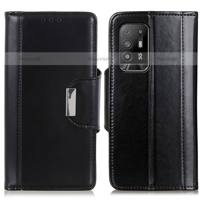 Leather Case Stands Flip Cover Holder M13L for Oppo F19 Pro+ Plus 5G Black