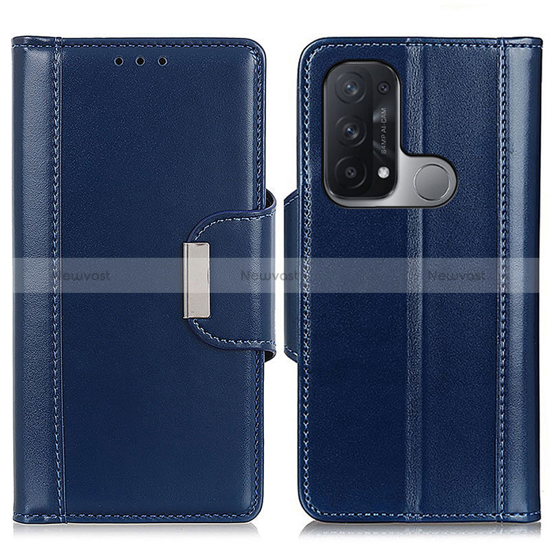 Leather Case Stands Flip Cover Holder M13L for Oppo Reno5 A Blue