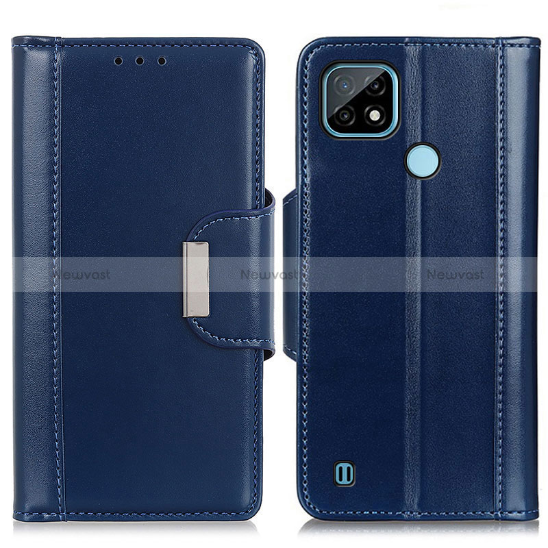 Leather Case Stands Flip Cover Holder M13L for Realme C21 Blue