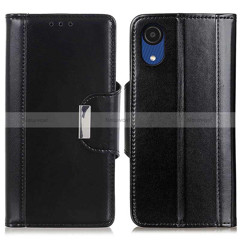 Leather Case Stands Flip Cover Holder M13L for Samsung Galaxy A03 Core Black