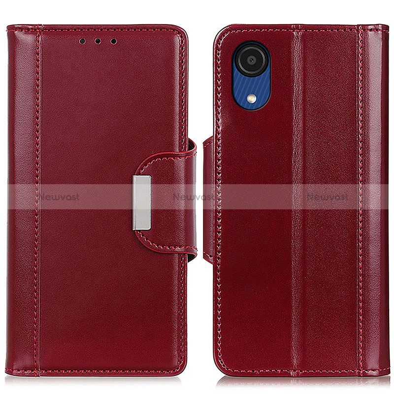 Leather Case Stands Flip Cover Holder M13L for Samsung Galaxy A03 Core Red