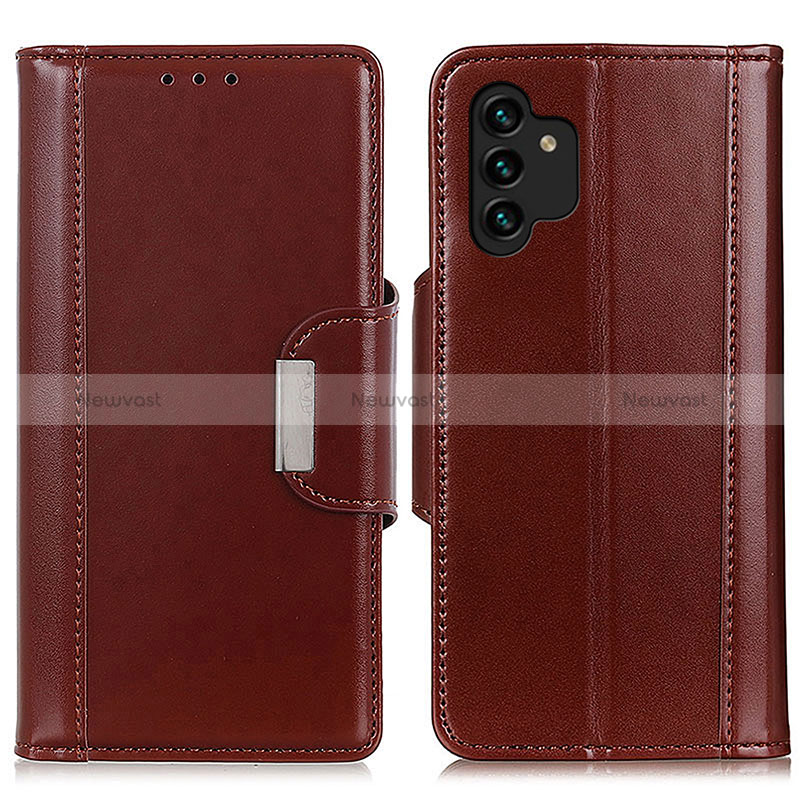 Leather Case Stands Flip Cover Holder M13L for Samsung Galaxy A13 4G Brown