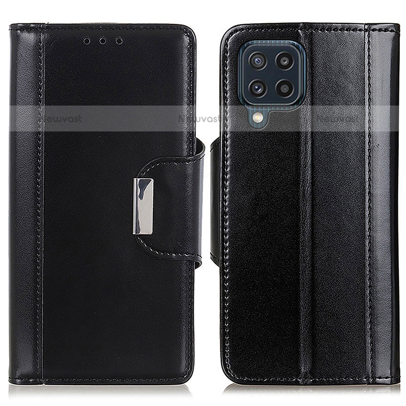 Leather Case Stands Flip Cover Holder M13L for Samsung Galaxy M32 4G Black