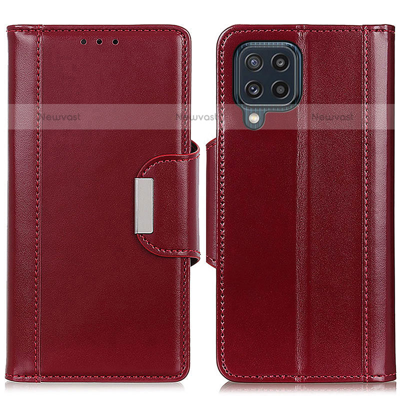 Leather Case Stands Flip Cover Holder M13L for Samsung Galaxy M32 4G Red