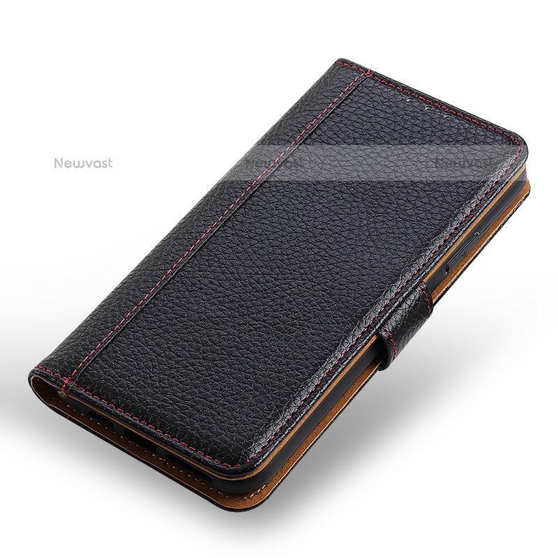 Leather Case Stands Flip Cover Holder M13L for Samsung Galaxy M32 5G Black