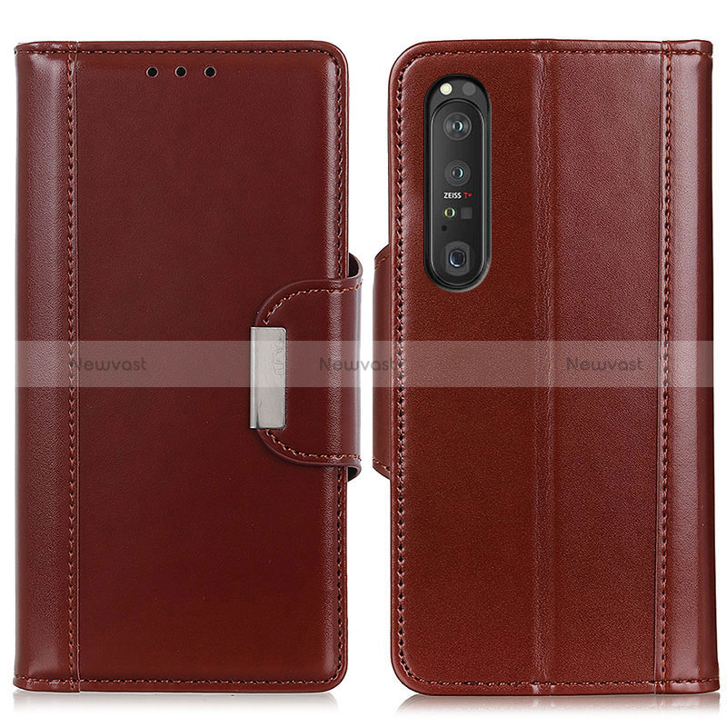 Leather Case Stands Flip Cover Holder M13L for Sony Xperia 1 III Brown