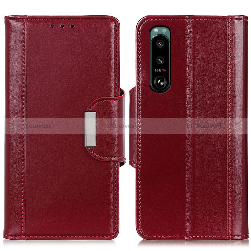 Leather Case Stands Flip Cover Holder M13L for Sony Xperia 5 III SO-53B Red