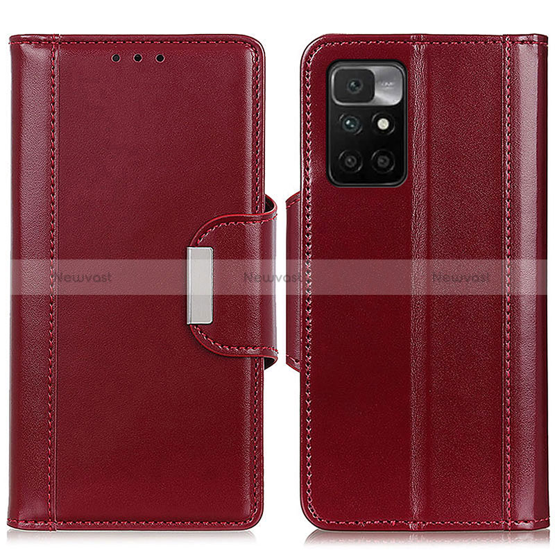 Leather Case Stands Flip Cover Holder M13L for Xiaomi Redmi 10 4G Red