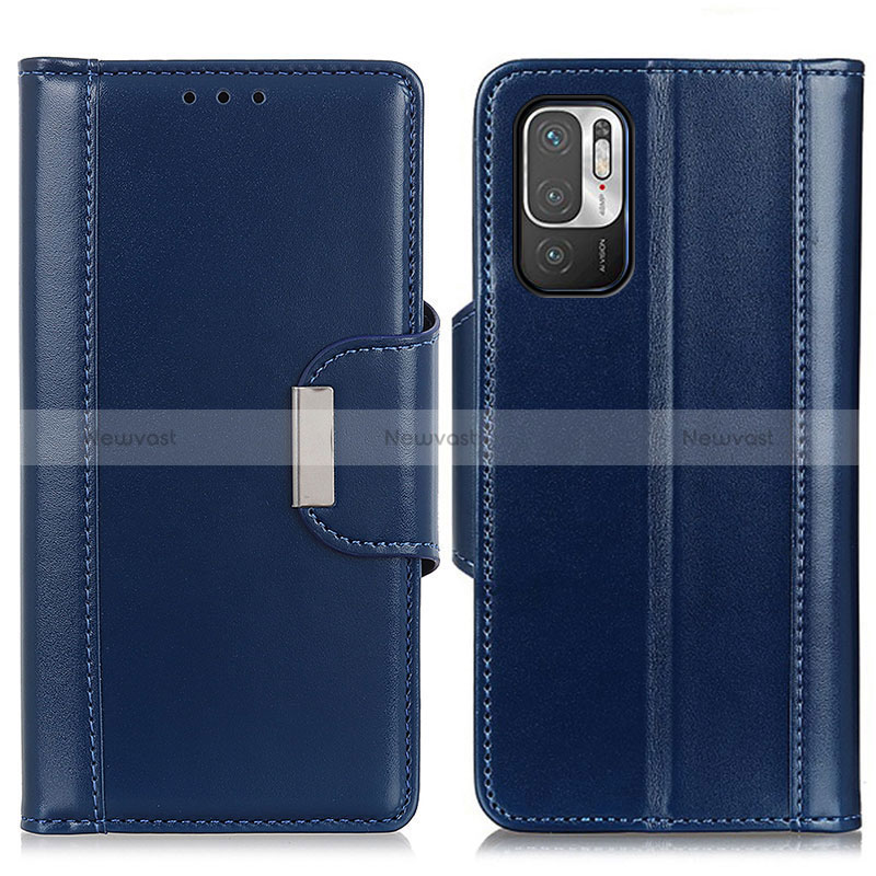 Leather Case Stands Flip Cover Holder M13L for Xiaomi Redmi Note 10 5G Blue
