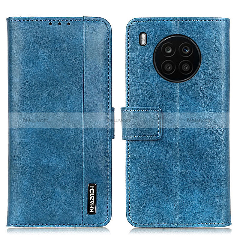 Leather Case Stands Flip Cover Holder M14L for Huawei Nova 8i Blue