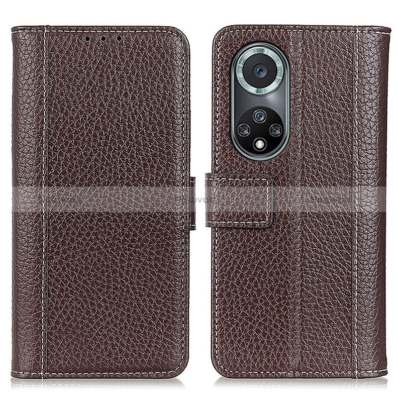 Leather Case Stands Flip Cover Holder M14L for Huawei Nova 9 Pro Brown