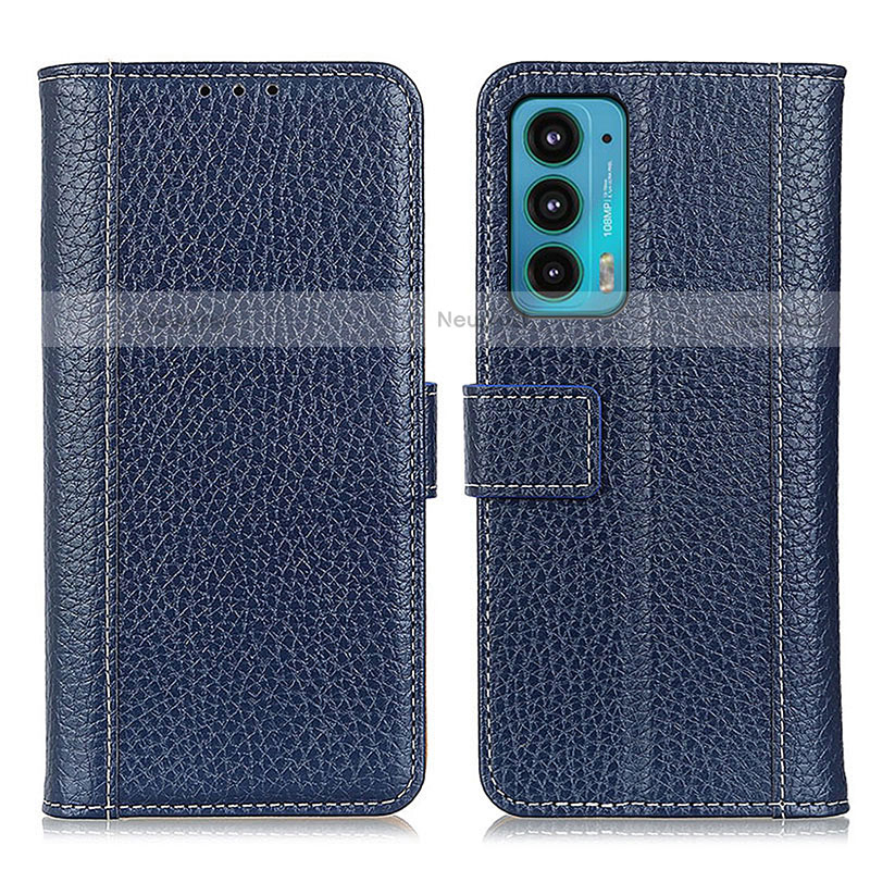 Leather Case Stands Flip Cover Holder M14L for Motorola Moto Edge 20 5G Blue