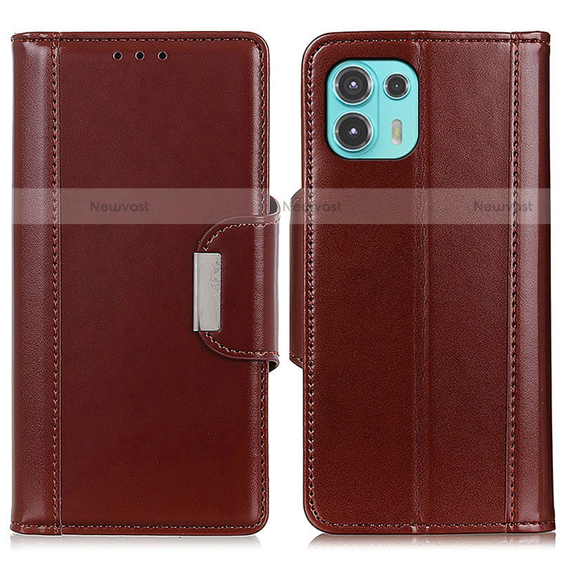 Leather Case Stands Flip Cover Holder M14L for Motorola Moto Edge 20 Lite 5G Brown