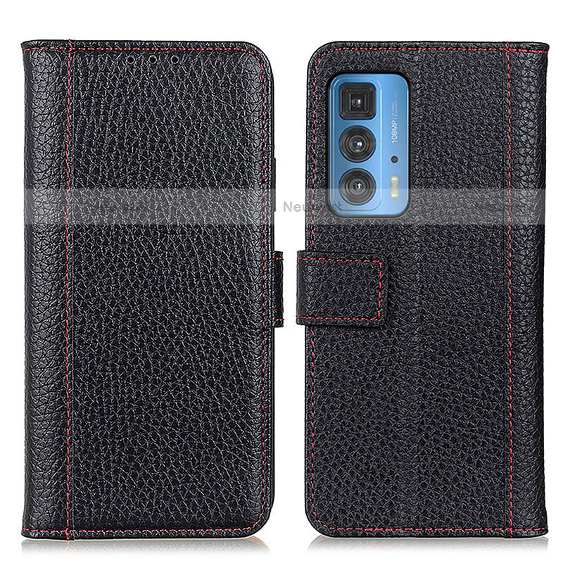 Leather Case Stands Flip Cover Holder M14L for Motorola Moto Edge 20 Pro 5G Black