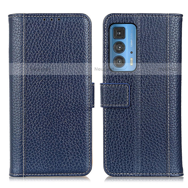 Leather Case Stands Flip Cover Holder M14L for Motorola Moto Edge 20 Pro 5G Blue